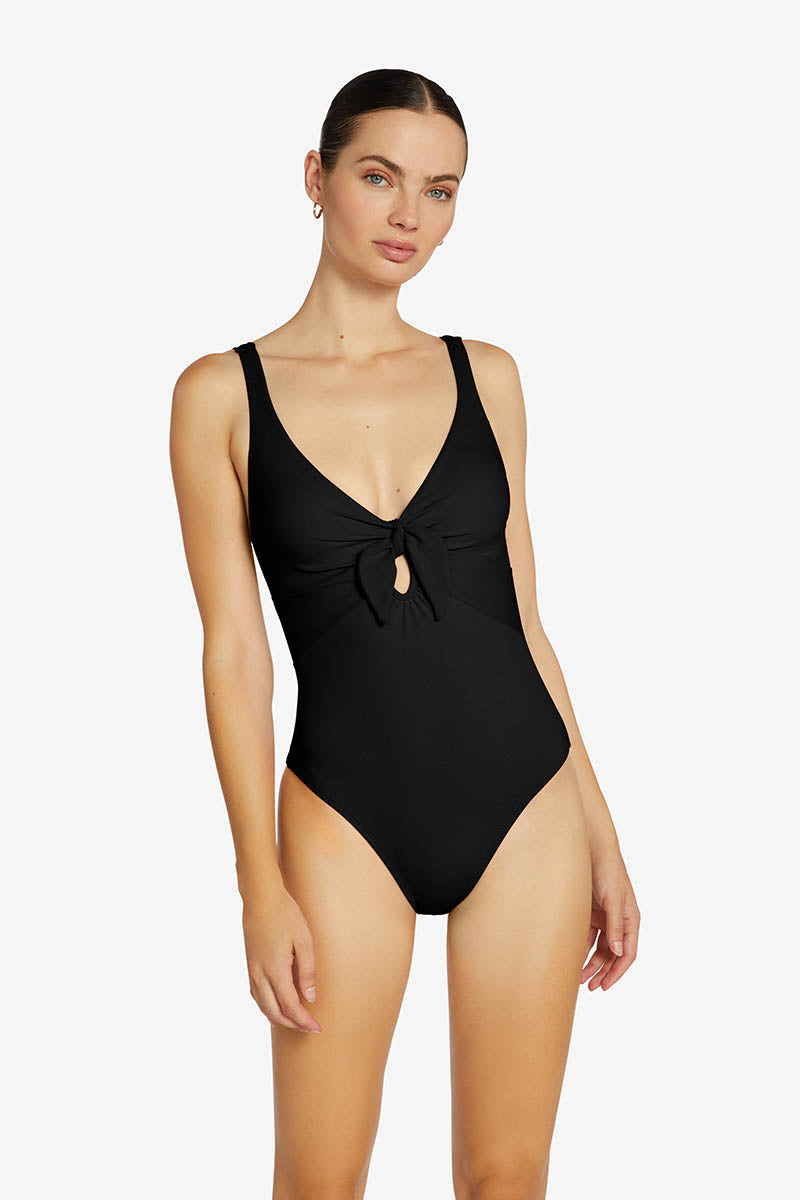 Robin Piccone Women's Ava Knot Plunge One Piece Swimsuit